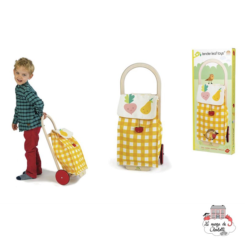 Pull Along Shopping Trolley - TLT-8254Y - Tender Leaf Toys - Kitchens and stores - Le Nuage de Charlotte