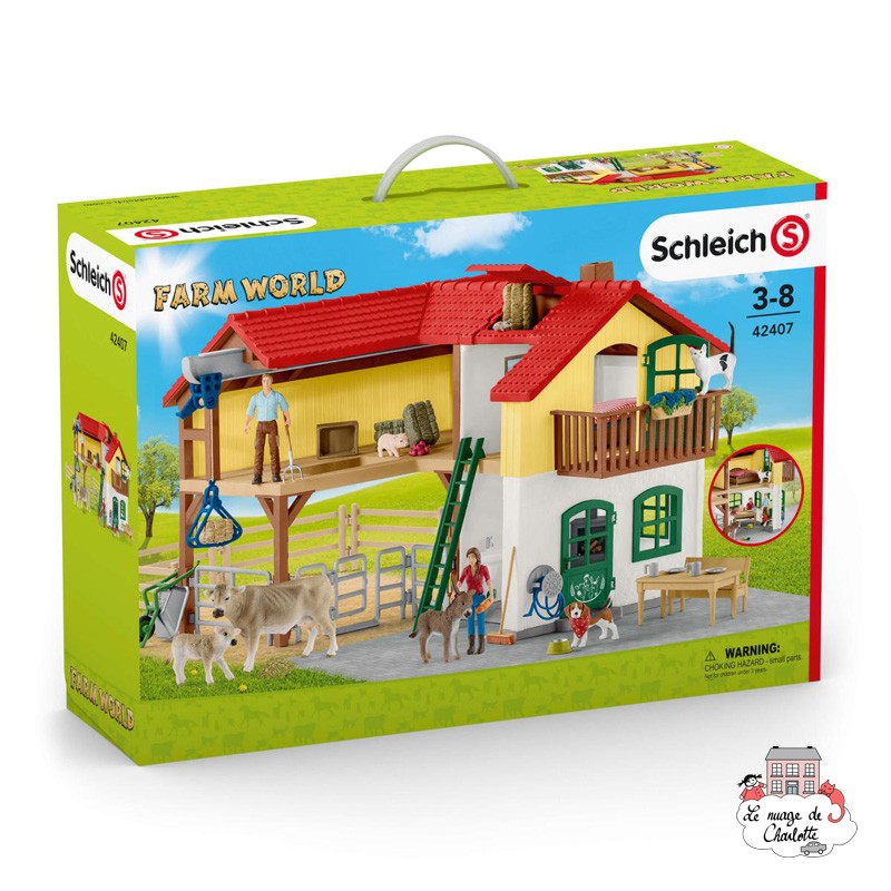 Ferme avec étable et animaux - SCH-42407 - Schleich - Figurines et accessoires - Le Nuage de Charlotte