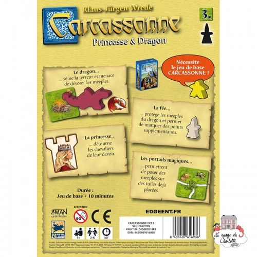 Carcassonne - Ext. 3 Princesse & Dragon - ZMA-70282 - Z-Man - Jeux de société - Le Nuage de Charlotte