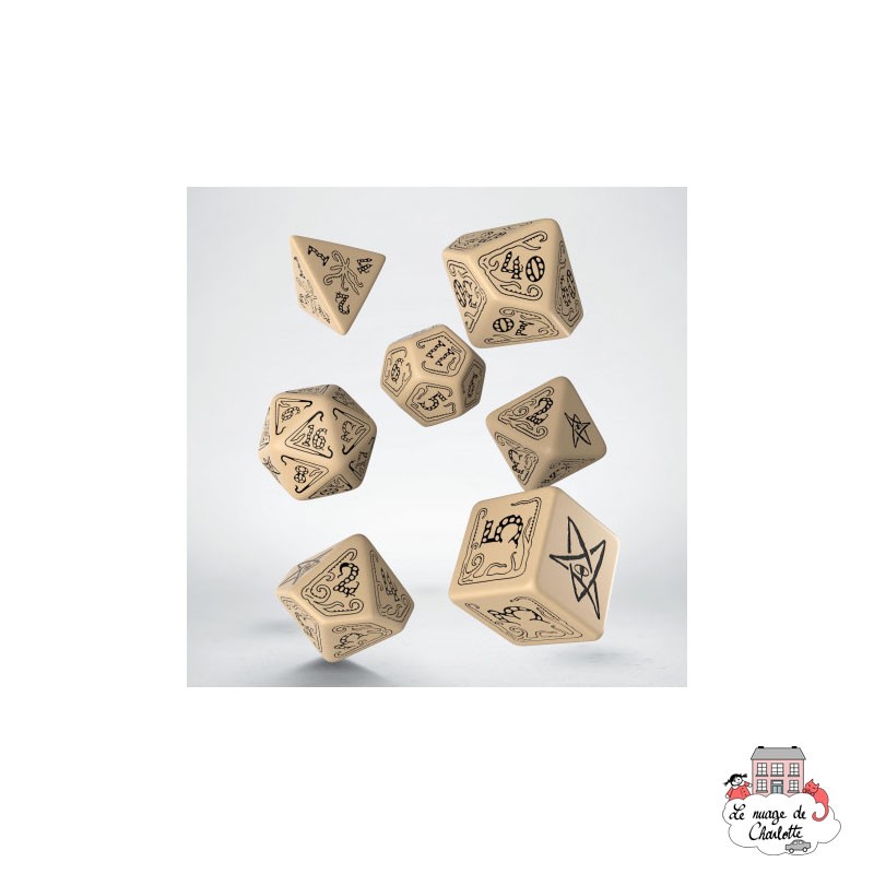 Call of Cthulhu Dice Set - Beige & Black [7 dices] - QWO-SCTH18 - Q Workshop - Dices, bags and other accessories - Le Nuage d...