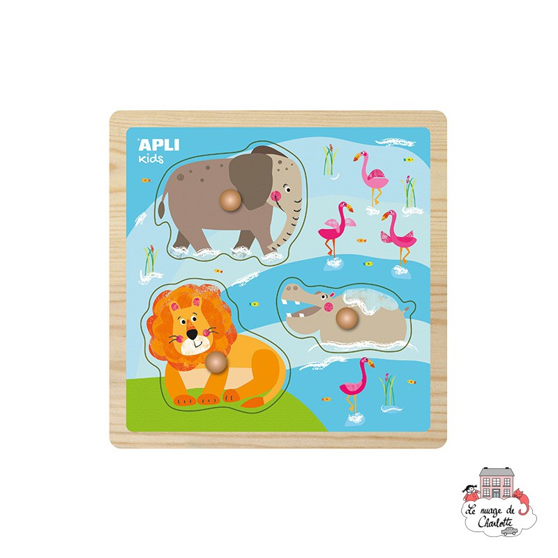 Puzzle à boutons en bois - Jungle - APL-15179 - APLI - Puzzle en bois - Le Nuage de Charlotte