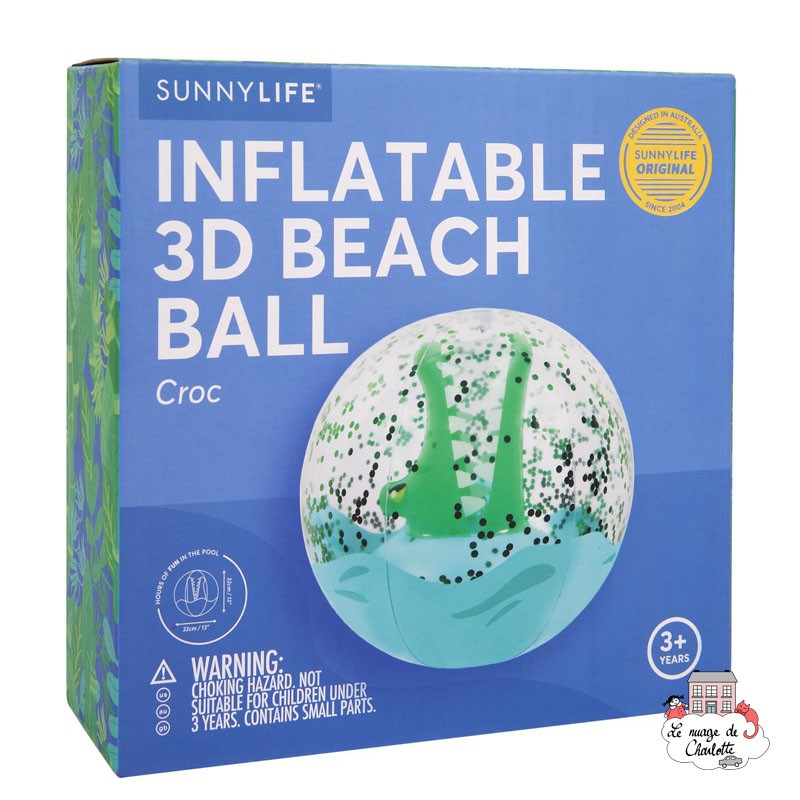 Ballon de Plage Gonflable 3D - Crocodile - SUL-S0PBAMCZ - SunnyLIFE - Jeux d'éxtérieur - Le Nuage de Charlotte