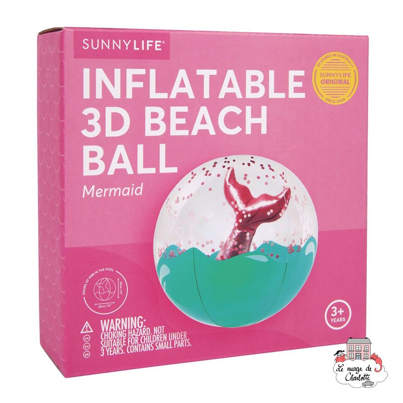 Inflatable Beach Ball - 3D Mermaid - SUL-S0PBAMME - SunnyLIFE - Outdoor Play - Le Nuage de Charlotte