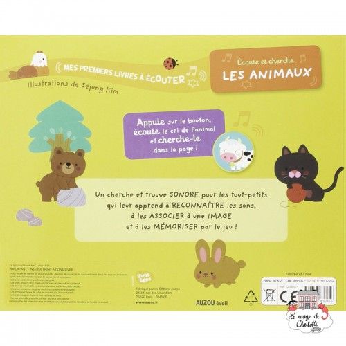 Écoute et cherche les animaux - AUZ-9782733830956 - Editions Auzou - Preschool - Le Nuage de Charlotte