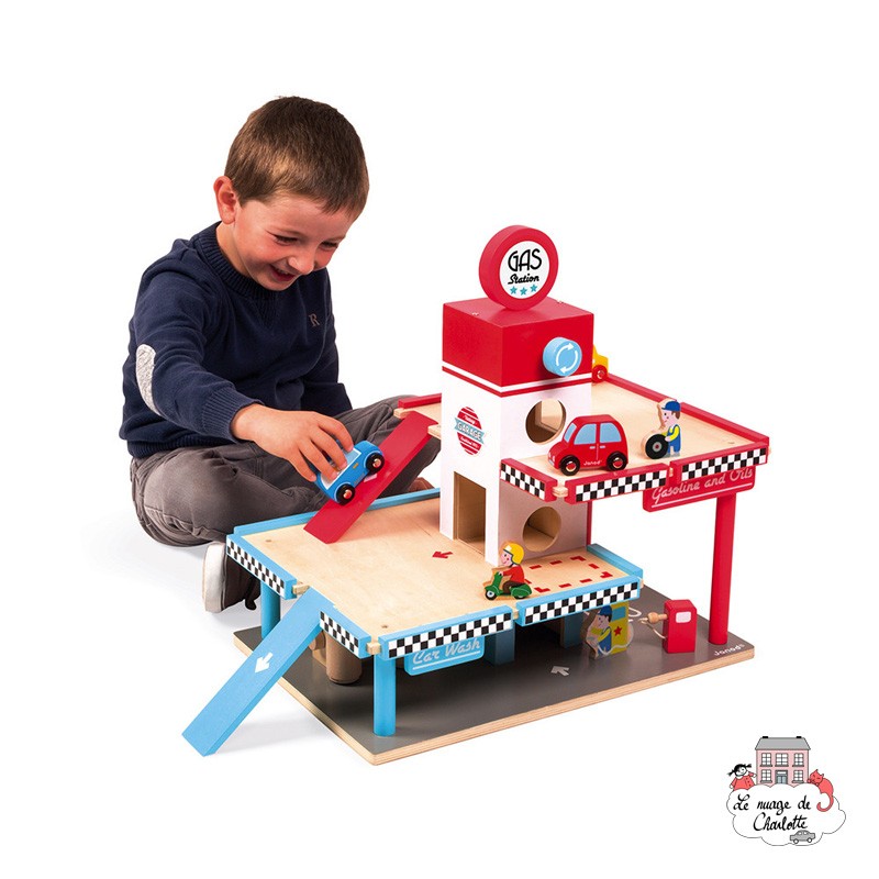 Gas Station (wood) - JAN-J05718 - Janod - Garages and accessories - Le Nuage de Charlotte