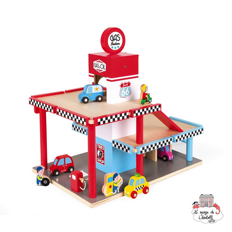 Gas Station (wood) - JAN-J05718 - Janod - Garages and accessories - Le Nuage de Charlotte