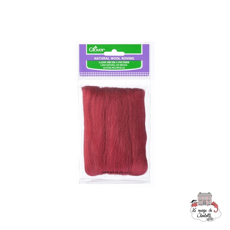 Natural Wool Roving - Red - CLV-7927 - Clover - Felting - Le Nuage de Charlotte