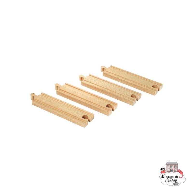 Rails moyens droits - BRI-33335 - Brio - Petits trains en bois - Le Nuage de Charlotte