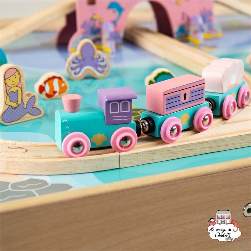 Mermaid Train Set and Table - BIG-BJT088 - Bigjigs - Wooden Railway and Trains - Le Nuage de Charlotte