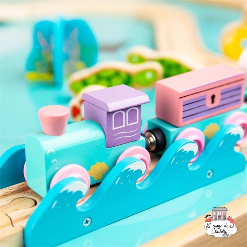 Mermaid Train Set and Table - BIG-BJT088 - Bigjigs - Wooden Railway and Trains - Le Nuage de Charlotte