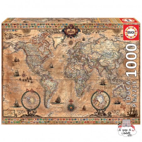 Antique World Map - EDU-15159 - Educa Borras - Puzzles for the bigger ones - Le Nuage de Charlotte