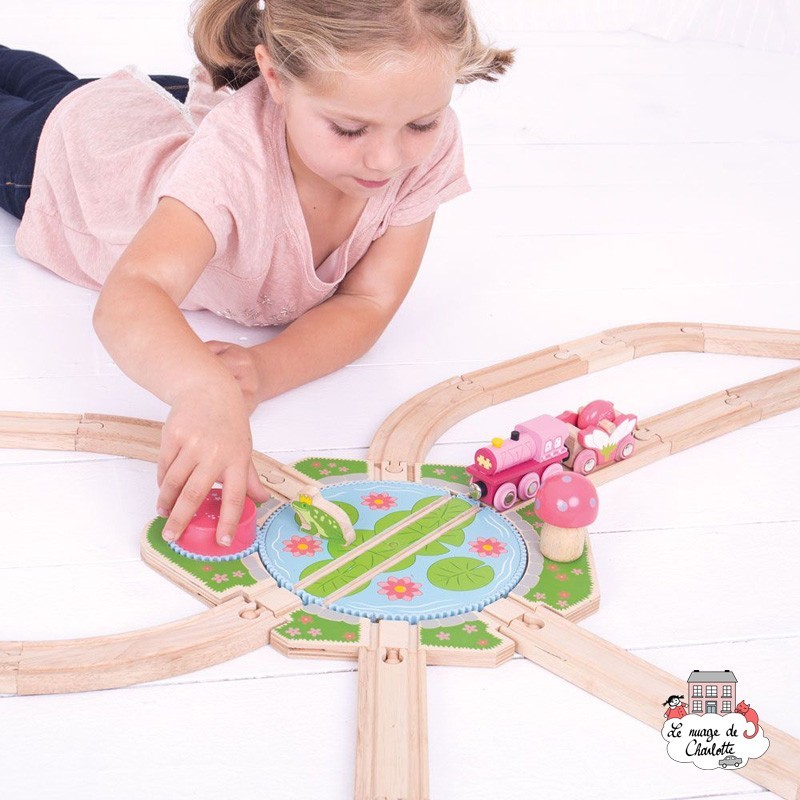 Plaque tournante nénuphar - BIG-BJT265 - Bigjigs - Petits trains en bois - Le Nuage de Charlotte