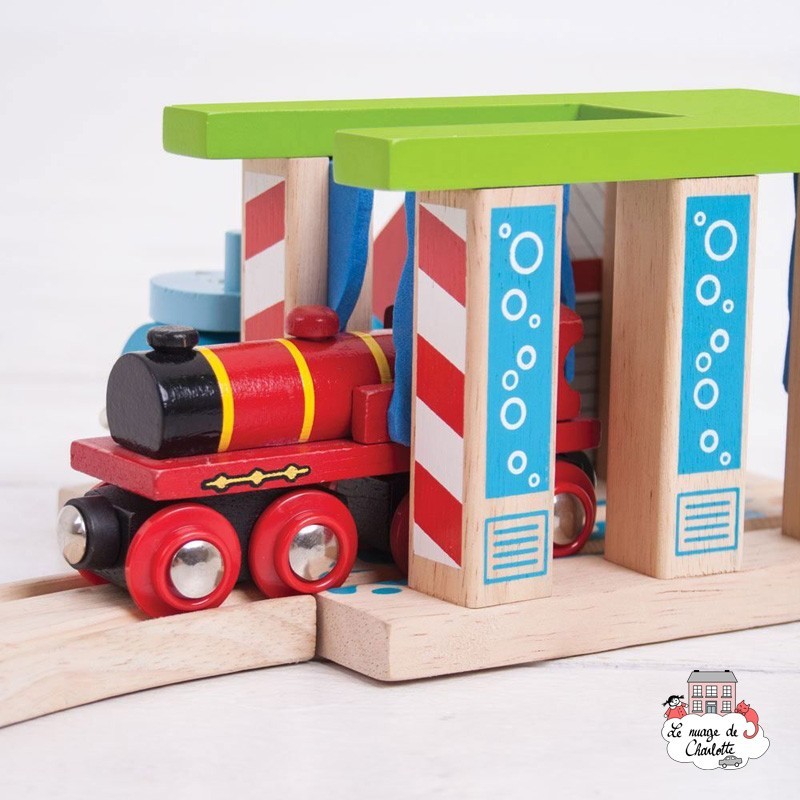 Station de lavage de train - BIG-BJT250 - Bigjigs - Petits trains en bois - Le Nuage de Charlotte