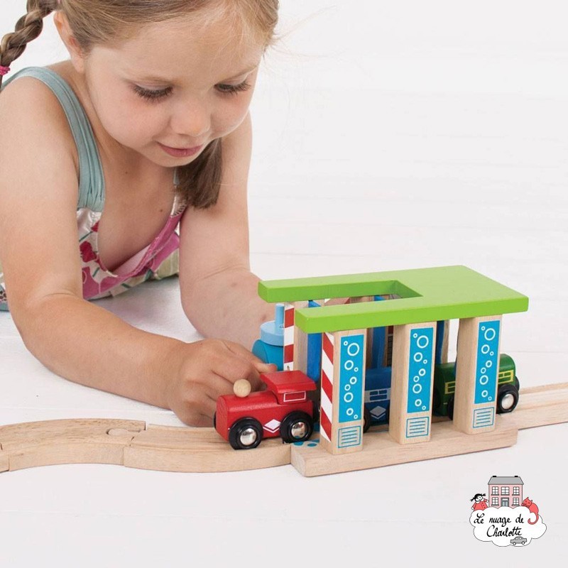 Station de lavage de train - BIG-BJT250 - Bigjigs - Petits trains en bois - Le Nuage de Charlotte