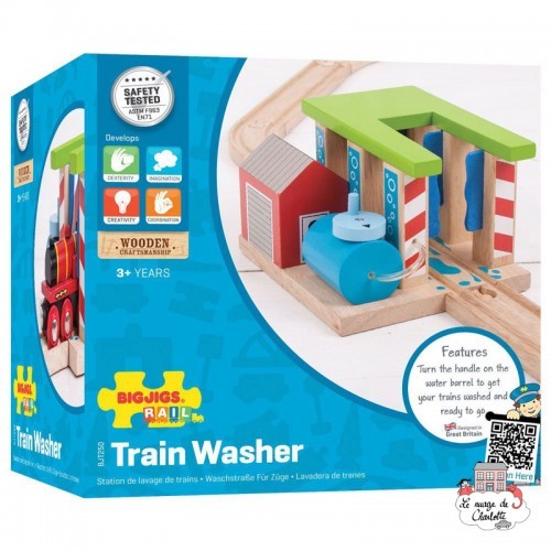 Station de lavage de train - BIG-BJT250 - Bigjigs - Petits trains en bois - Le Nuage de Charlotte