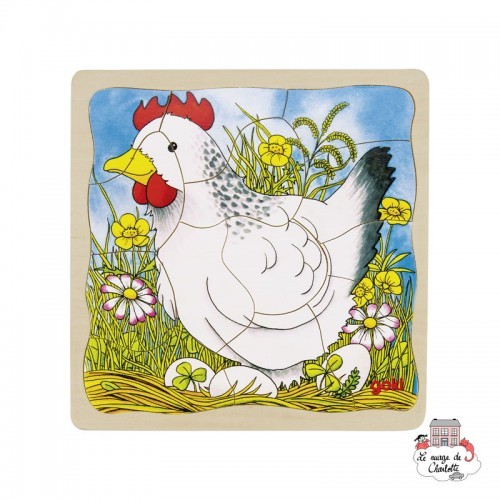 Puzzle à couches La poule - GOK-57521 - Goki - Puzzle en bois - Le Nuage de Charlotte