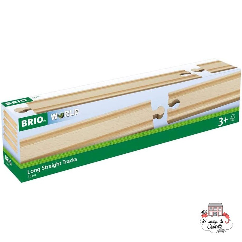 Rails droits longs - BRI-33341 - Brio - Petits trains en bois - Le Nuage de Charlotte