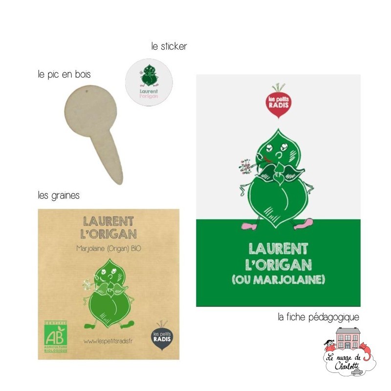 Mini kit de graines BIO de Laurent l'origan - LPR-G081 - Les Petits Radis - Nature et découvertes - Le Nuage de Charlotte