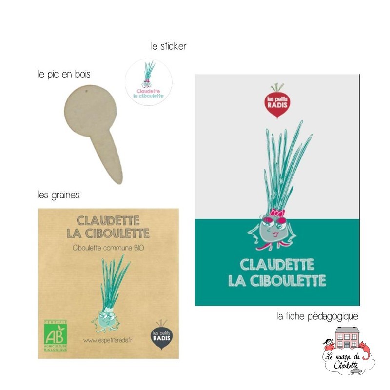 Mini kit de graines BIO de Claudette la ciboulette - LPR-G061 - Les Petits Radis - Nature et découvertes - Le Nuage de Charlotte