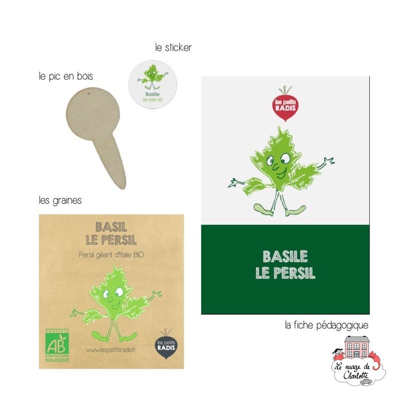 Mini organic seeds kit of Basil the parsley - LPR-G101 - Les Petits Radis - Nature and discoveries - Le Nuage de Charlotte