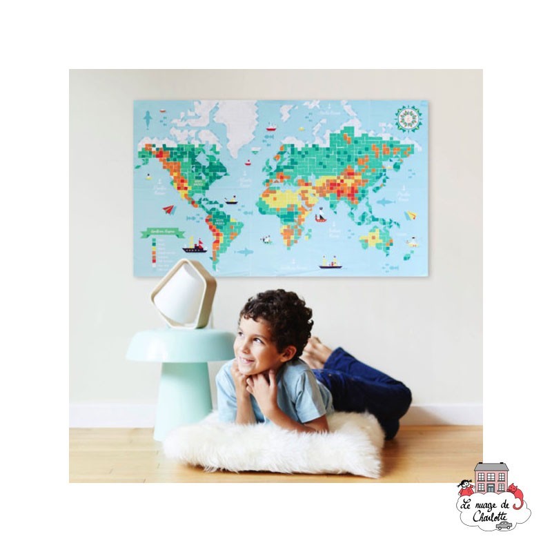 Creative Stickers - World Map - POP-MOS008 - Poppik - Stickers and gommettes - Le Nuage de Charlotte