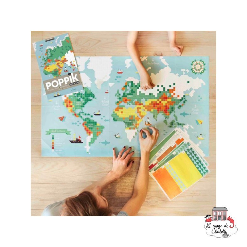 Creative Stickers - World Map - POP-MOS008 - Poppik - Stickers and gommettes - Le Nuage de Charlotte