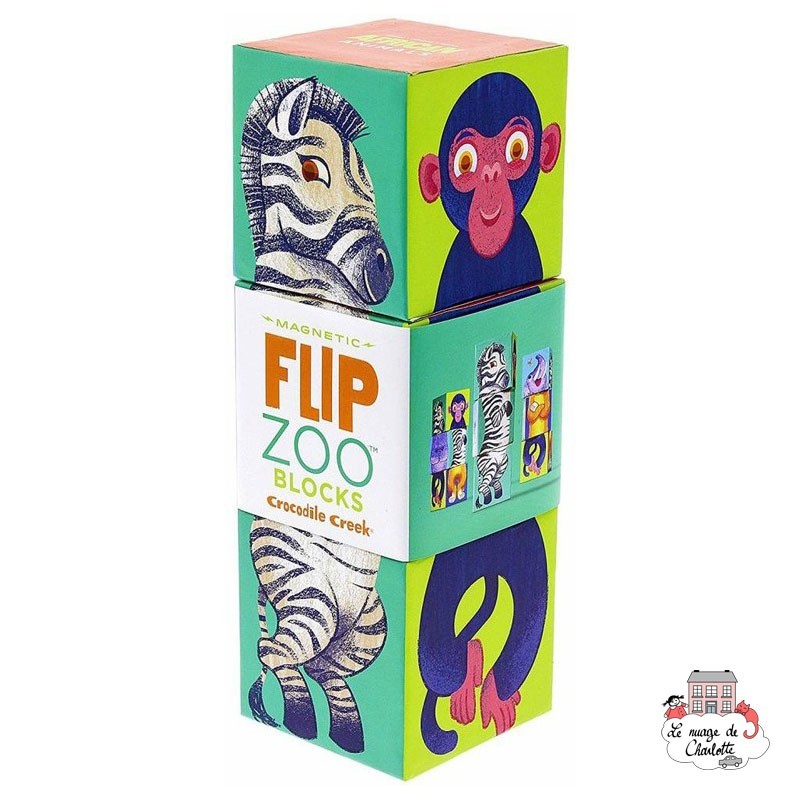 Magnetic Flip Zoo Blocks - Animaux d'Afrique - CCR-2909-1 - Crocodile Creek - Éléments magnétiques - Le Nuage de Charlotte