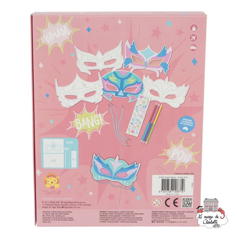 Paper Masks - Pack Puissance - TTE-6-0604 - Tiger Tribe - Atelier dessins et peintures - Le Nuage de Charlotte