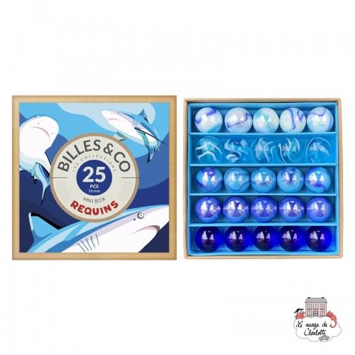 Marbles Box - Sharks - Mini Box - B&C-MINIBOX-04 - Billes & Co. - Marble Games - Le Nuage de Charlotte