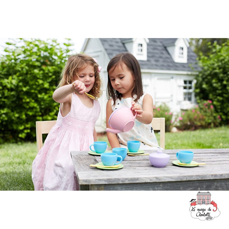 Green Toys Tea Set - pink - GRT-TEA01R - Green Toys - Kitchens and stores - Le Nuage de Charlotte