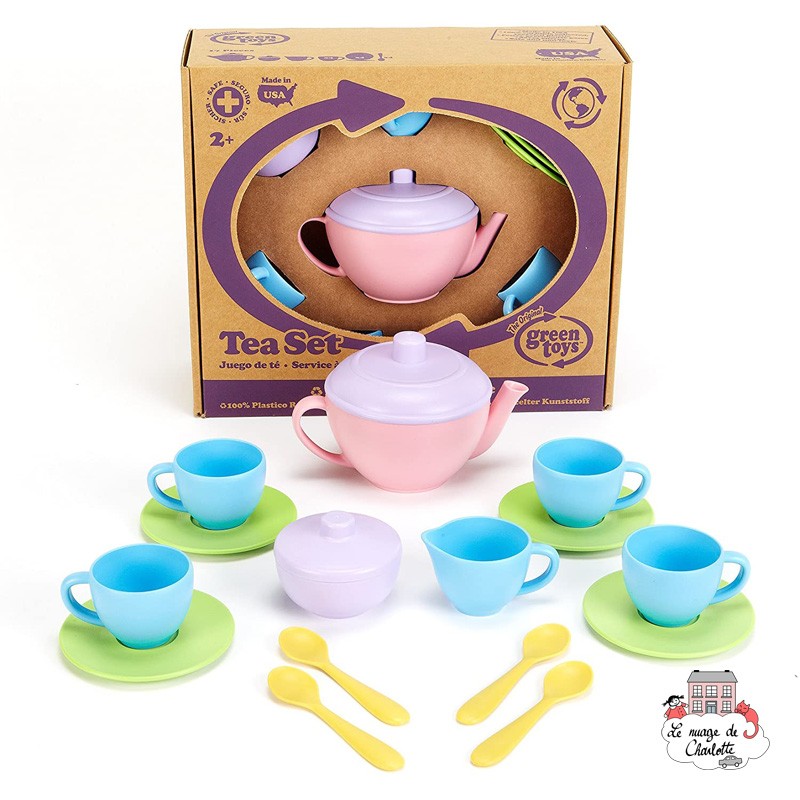 Green Toys Tea Set - pink - GRT-TEA01R - Green Toys - Kitchens and stores - Le Nuage de Charlotte