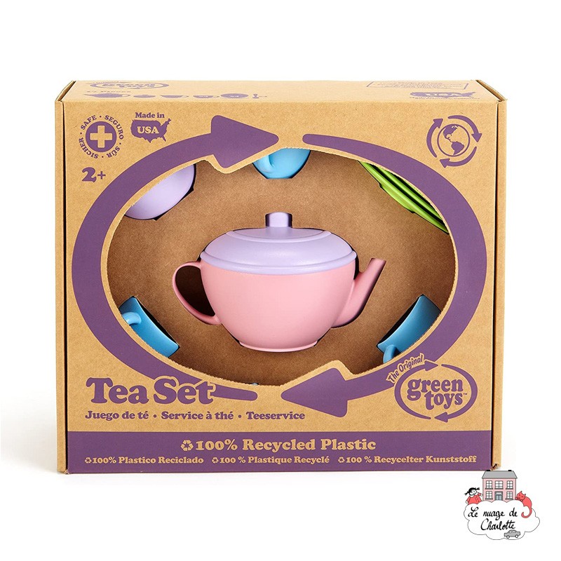 Green Toys Tea Set - pink - GRT-TEA01R - Green Toys - Kitchens and stores - Le Nuage de Charlotte