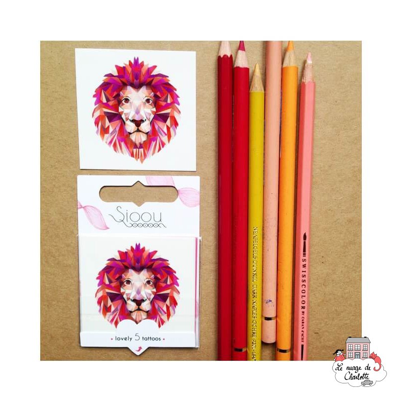 Lion (x5) - SIO-AW06 - Sioou - Temporary Tattoos - Le Nuage de Charlotte