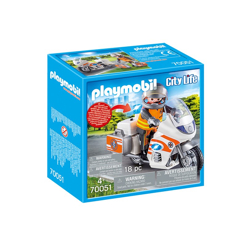 playmobil - Urgentiste et moto - PLA-70051 - Playmobil - Playmobil - Le Nuage de Charlotte