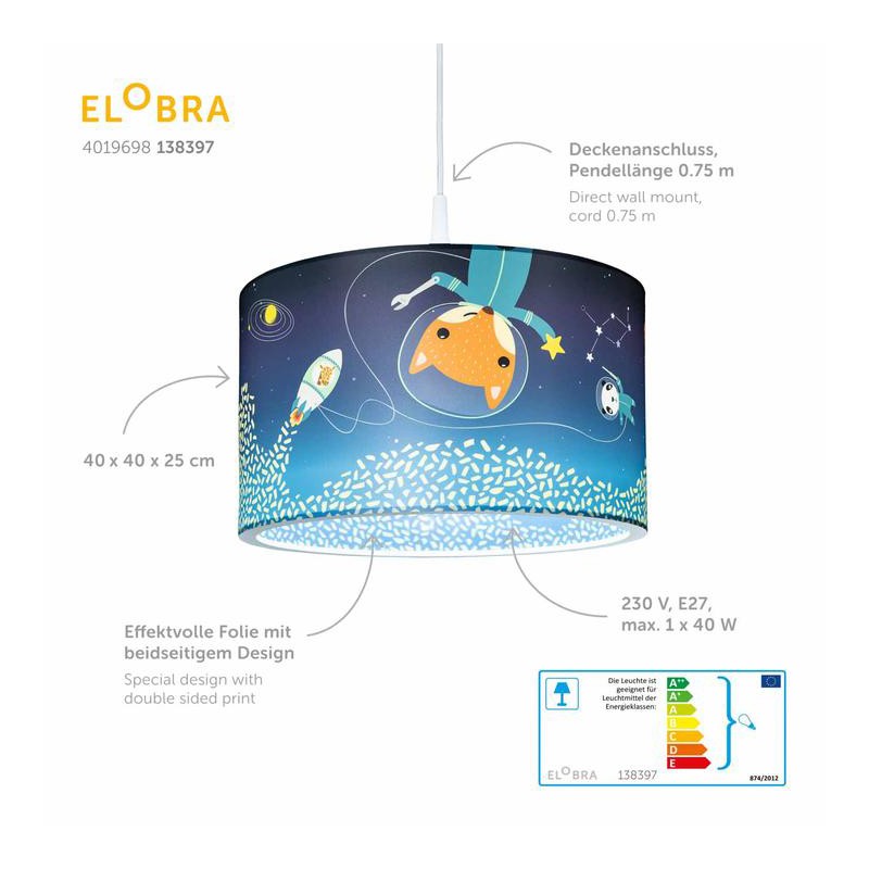 Lampe à suspension Little Astronauts "Space Mission" - ELO-138397 - Elobra - Luminaires - Le Nuage de Charlotte