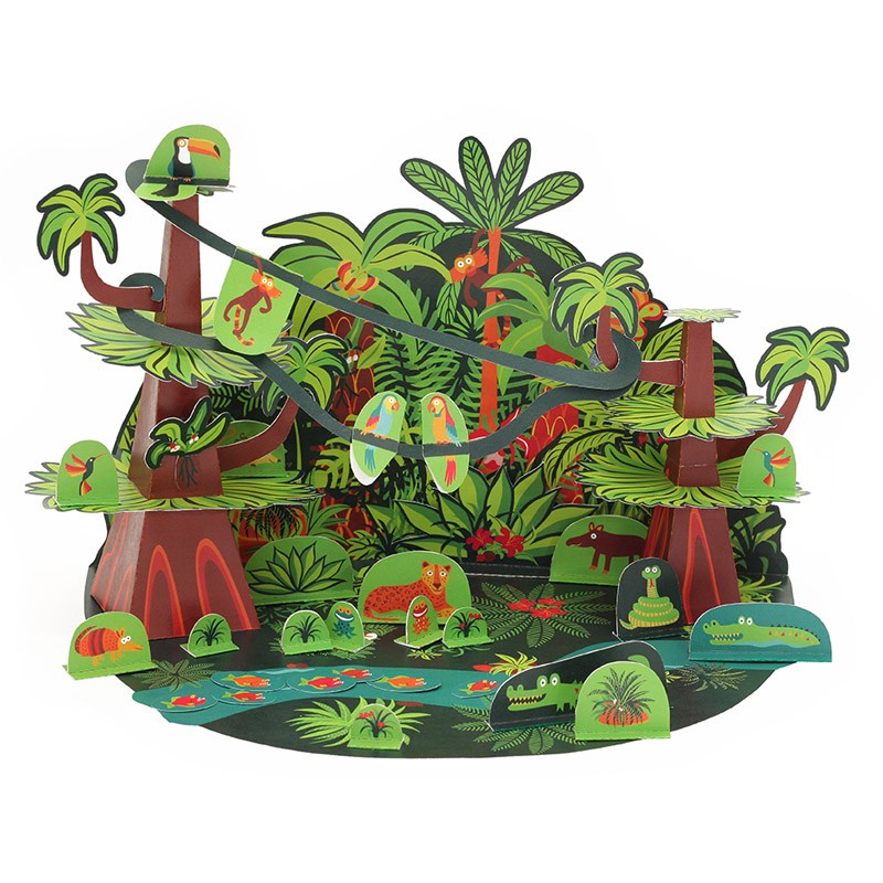 Jouet en papier forêt tropicale - PUK-28206 - Pukaca - Maquettes en carton - Le Nuage de Charlotte