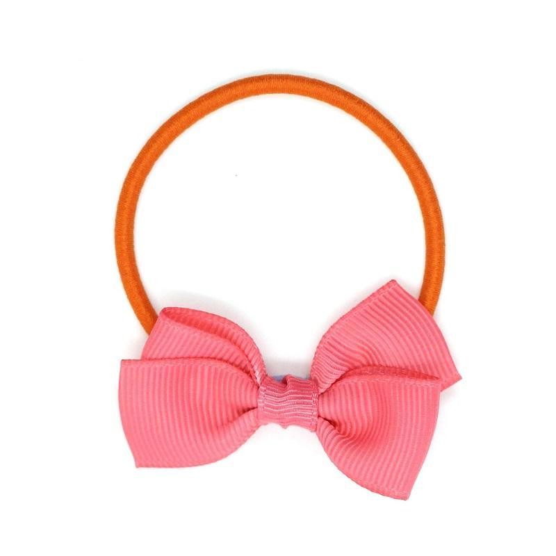 Small Bow Elastic - pink Coral - RIB-20028761931838 - Ribbies - Hair elastics - Le Nuage de Charlotte