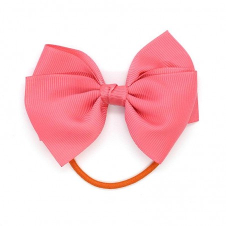 Medium Bow Elastic - pink Coral - RIB-31820380340286 - Ribbies - Hair elastics - Le Nuage de Charlotte