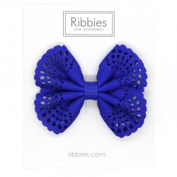 Eyelet Bow - Electric Blue - RIB-32692929855550 - Ribbies - Hair clips - Le Nuage de Charlotte