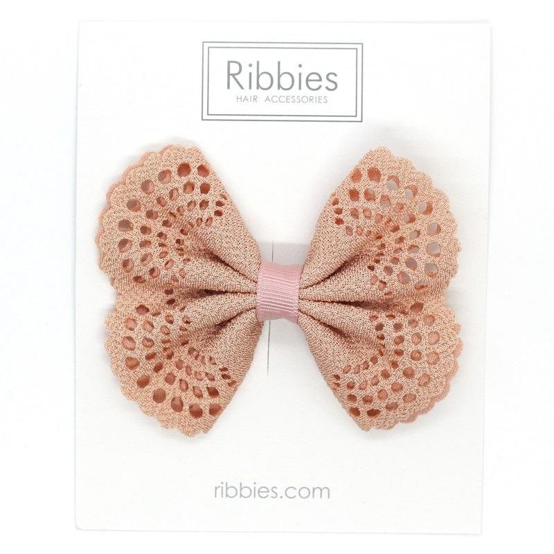 Eyelet Bow - Pink - RIB-32692775583806 - Ribbies - Hair clips - Le Nuage de Charlotte