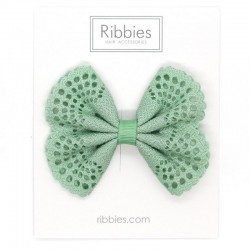 Eyelet Bow - Aqua - RIB-32692925235262 - Ribbies - Hair clips - Le Nuage de Charlotte