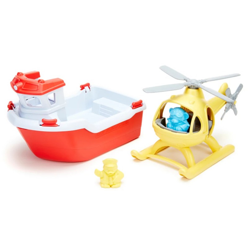 Rescue Boat with Helicopter - GRT-BH11155 - Green Toys - Cars, Trucks, etc. - Le Nuage de Charlotte