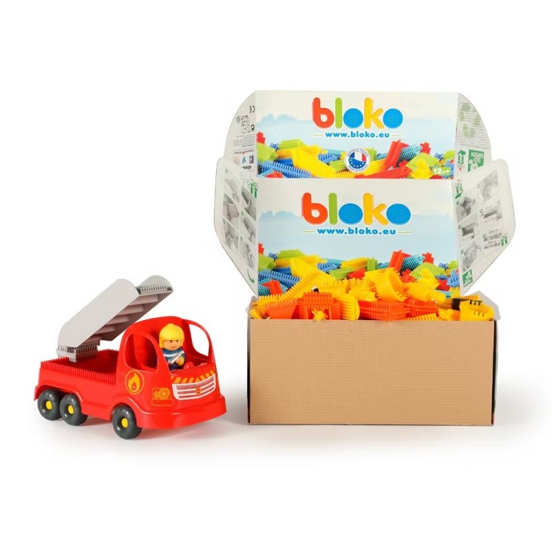 Bloko - Fire truck - 80 Bloko + 1 BlokoFriends - BLO-503697 - bloko - Plastic elements - Le Nuage de Charlotte