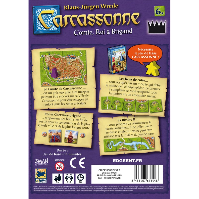 Carcassonne - Ext. 6 Comte, Roi & Brigand - ZMA-70283 - Z-Man - Board Games - Le Nuage de Charlotte