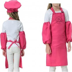 Apron-toque-sleeves set for children - Pink - LPF-TAB-ROSE-2019 - Les P'tits Fouets - Supplies and Hobby - Le Nuage de Charlotte