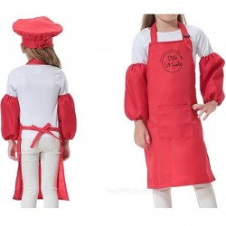 Apron-toque-sleeves set for children - Red - LPF-TAB-ROUGE-2019 - Les P'tits Fouets - Supplies and Hobby - Le Nuage de Charlotte