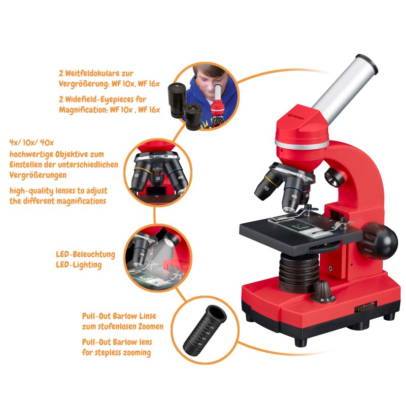 Bresser Junior - Student Microscope BIOLUX SEL red - BRE-8855600E8G000 - Bresser - Globes, Microscopes, Telescopes - Le Nuage...