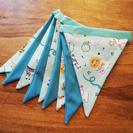 Banner of fabric pennants - Jungle Fever - turquoise - NOU-G002-PWT - Nouba - Decorations - Le Nuage de Charlotte