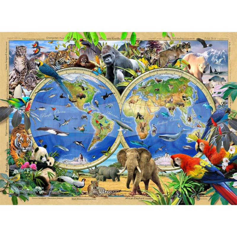 Animal Kingdom Map - WCY-5182170 - Wooden City - Puzzles for the bigger ones - Le Nuage de Charlotte