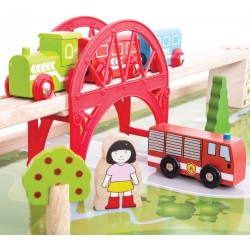 Ensemble Table et Circuit de Train Services - BIG-BJT040 - Bigjigs - Petits trains en bois - Le Nuage de Charlotte